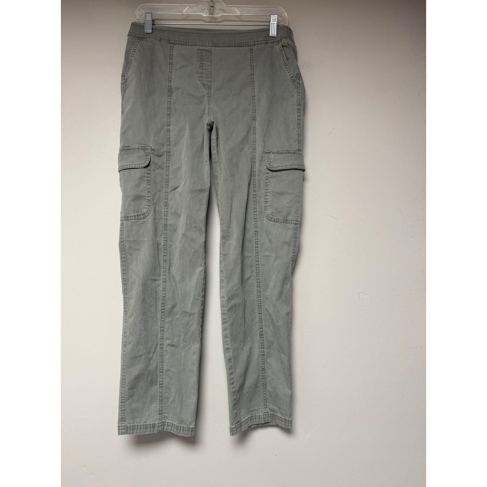Chico's Cargo Pants Women 0 Small Sage Green Good Pull On Straight Leg Lyocell